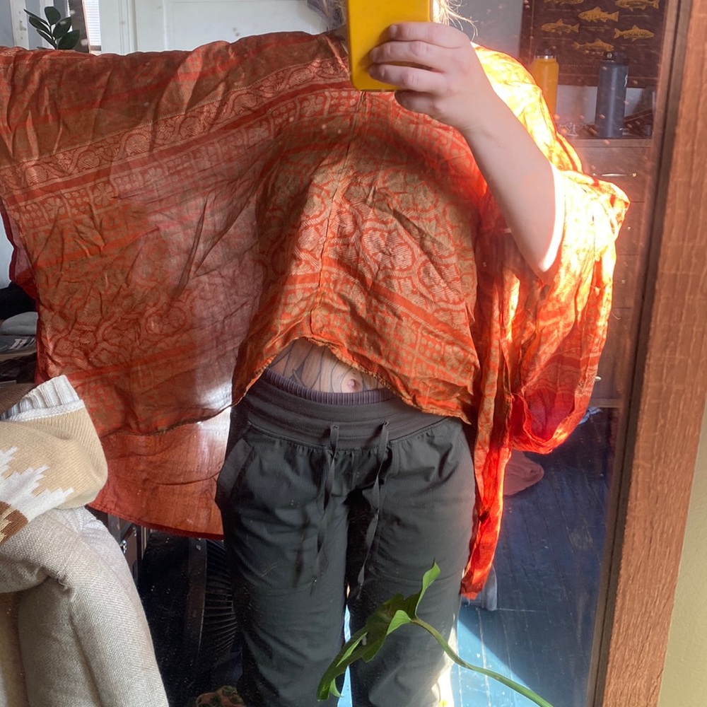 Orange poncho top